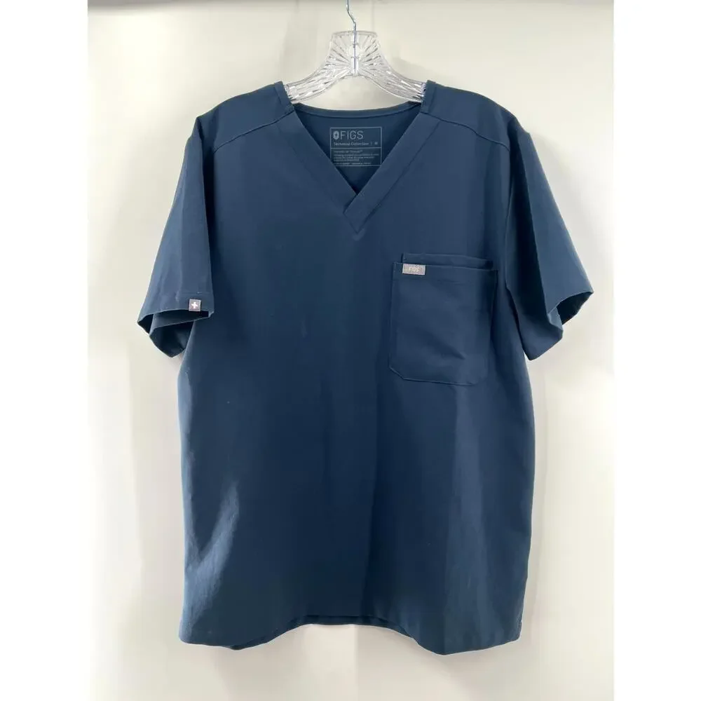 FIGS Men's Blue Short Sleeve Catarina Slim One Pocket V-Neck Scrub Size Medium